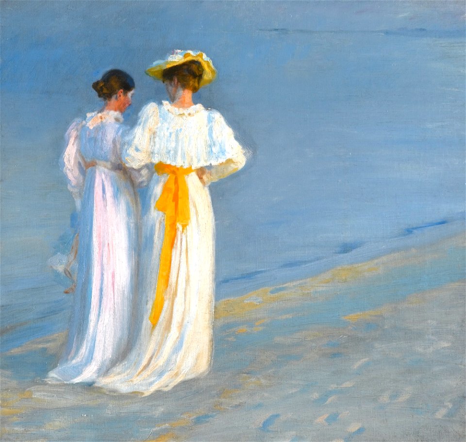Marie Krøyer and Anna Ancher on the Beach at Skagen by Peder Severin Krøyer
