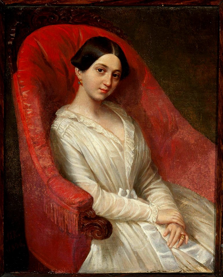 Ksawery Jan Kaniewski - Portret damy w białej sukni