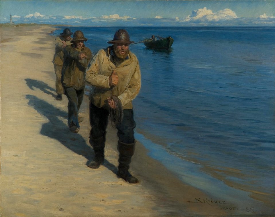 Three Fishermen Pulling a Boat by Peder Severin Krøyer, 1885