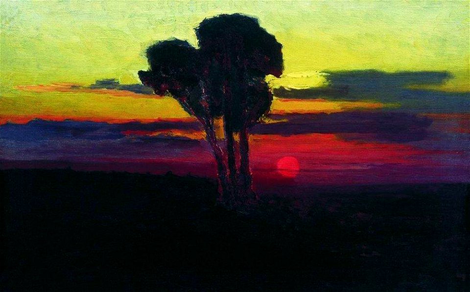 Kuindzhi Sunset with trees 1876 1890