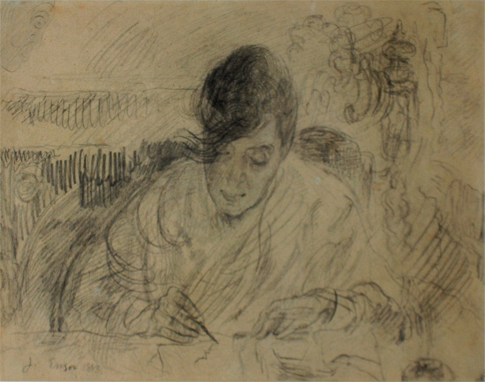 James Ensor (1883) De briefschrijfster (Ensors zusters) 001