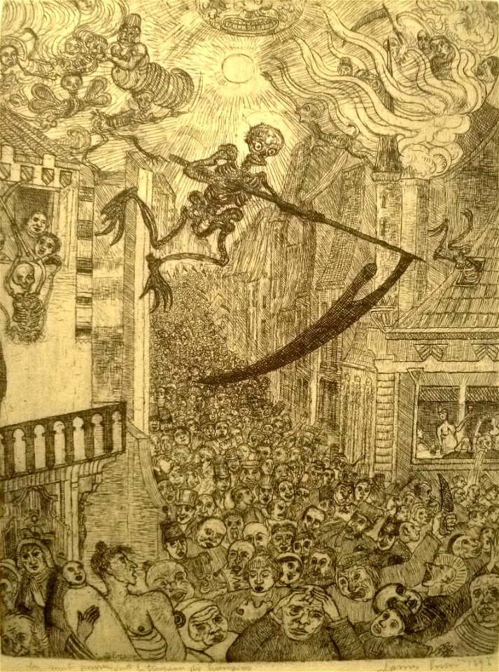 James Ensor (1896) De Dood vervolgt de mensenkudde 001