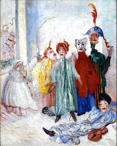 James Ensor, Les masques singuliers, 1892. Free illustration for personal and commercial use.