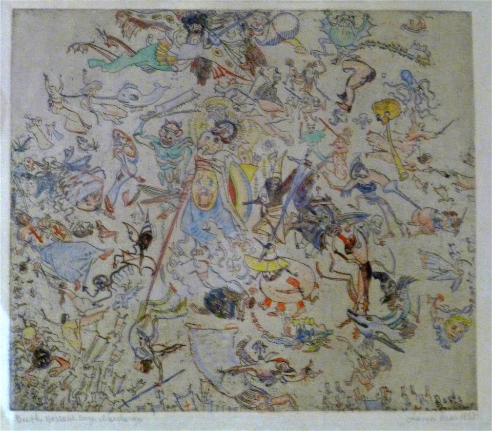 James Ensor (1888) Duivels rossen de engelen en aartsengelen af 001
