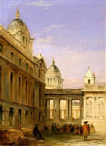 James Holland (1799-1870) - The King William Quadrangle, Greenwich Hospital - BHC1832 - Royal Museums Greenwich. Free illustration for personal and commercial use.