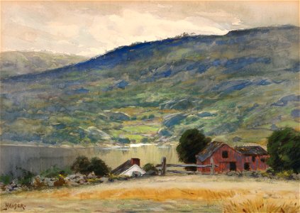 James Henry Moser - Hill and Lake - 1952.13.86A-B - Smithsonian American Art Museum