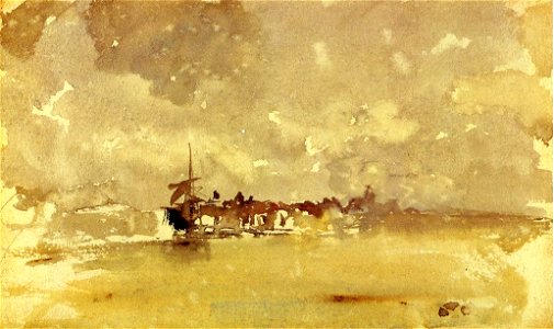James McNeill Whistler - Gold and Grey, the Sunny Shower - Dordrecht. Free illustration for personal and commercial use.