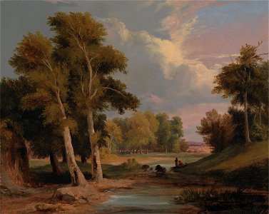 James Arthur O'Connor - A Wooded River Landscape with Fishermen - Google Art Project