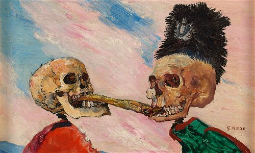 James Ensor, Skeletons Fighting Over a Pickled Herring - Musées royaux des Beaux-Arts de Belgique, Brussels