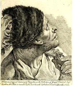 James Bretherton - Head of a man wearing a fur hat looking upwards, after Piazzetta, 1858,0417.306