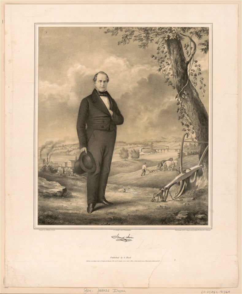 James Irvin - designed by William Croome ; the portrait from a daguerreotype by (Marcus) Root & on stone by A(lbert) Newsam ; P.S. Duval, lith., Philadelphia. LCCN2003690754