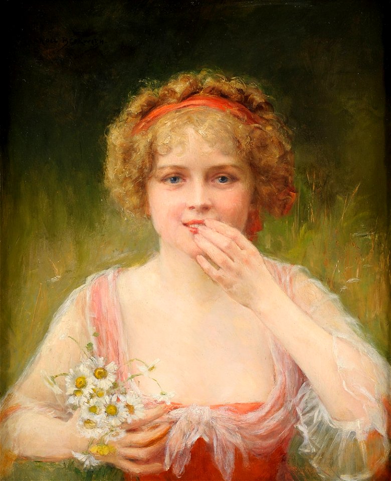 James Caroll Beckwith Girl with flowers