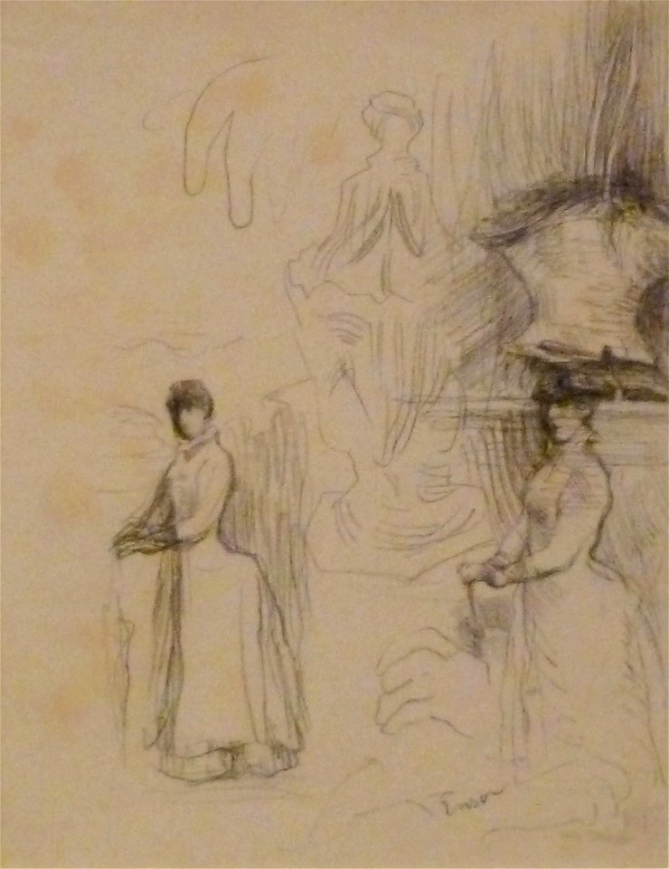 James Ensor (1880-1883) - Drie studies van een dame met parasol 001