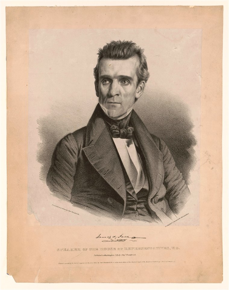 James K. Polk. Speaker of the House of Representatives, U.S. - from life & on stone by Chas. Fenderich ; printed by P.S. Duval, Lith., Philadelphia. LCCN2012648806