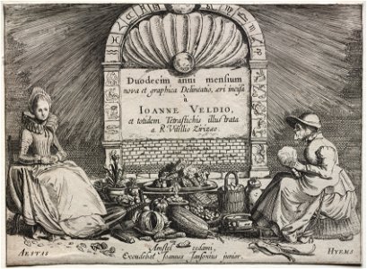 Jan van de Velde (Dutch, 1620-1662) - The Twelve Months, Title Page - 1960.143.1 - Cleveland Museum of Art. Free illustration for personal and commercial use.