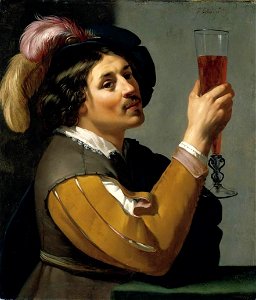 Jan van Bijlert - Young Man Drinking a Glass of Wine - WGA02184. Free illustration for personal and commercial use.