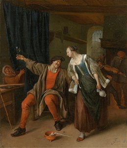 Jan Steen - A peasant couple carousing in an inn 2019 CKS 17195 0008. Free illustration for personal and commercial use.