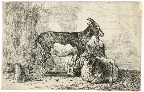 Jan van den Hecke - Goats. Free illustration for personal and commercial use.