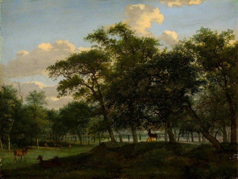 Jan van der Heyden (1637-1712) - Wooded Park Landscape with Deer - EU716 - National Galleries of Scotland