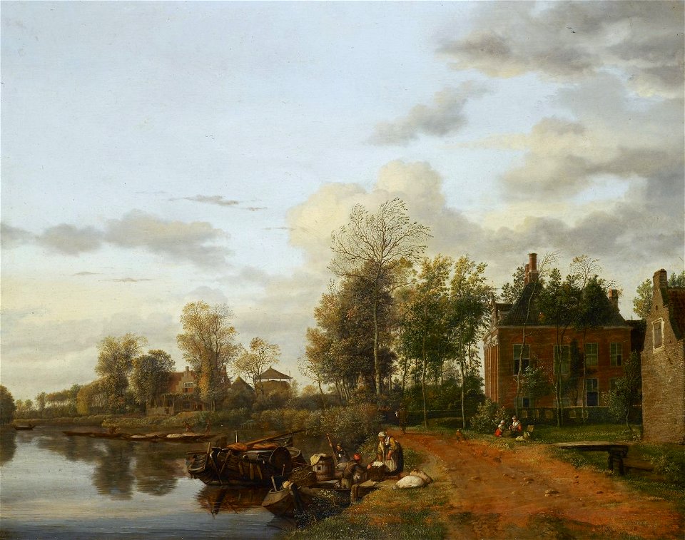 Jan van der Heyden (Gorinchem 1637-Amsterdam 1712) - A Country House on the Vliet near Delft - RCIN 405948 - Royal Collection