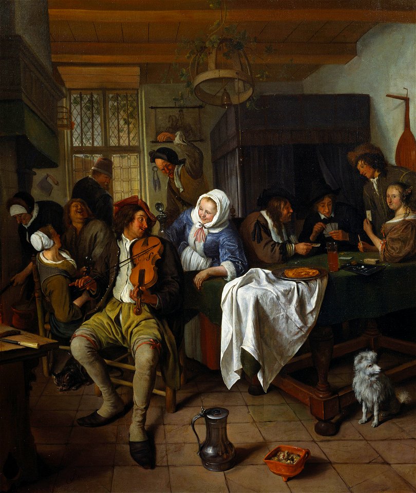 Jan Steen (Leiden 1626-Leiden 1679) - Interior of a Tavern, with Cardplayers and a Violin Player - RCIN 405825 - Royal Collection