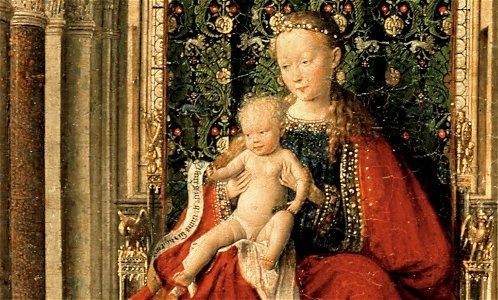 Jan van Eyck - Triptych of Mary and Child, St. Michael, and the Catherine - Google Art Project Crop