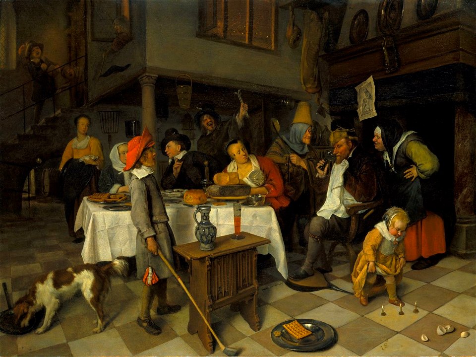 Jan Steen (Leiden 1626-Leiden 1679) - A Twelfth Night Feast, 'The King drinks' - RCIN 407489 - Royal Collection