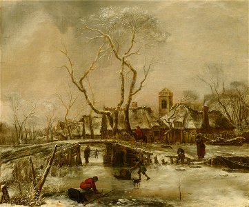 Jan van de Cappelle - Winter Landscape - 567 - Mauritshuis. Free illustration for personal and commercial use.