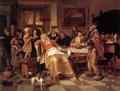 Jan Steen - The Bean Feast - WGA21734. Free illustration for personal and commercial use.