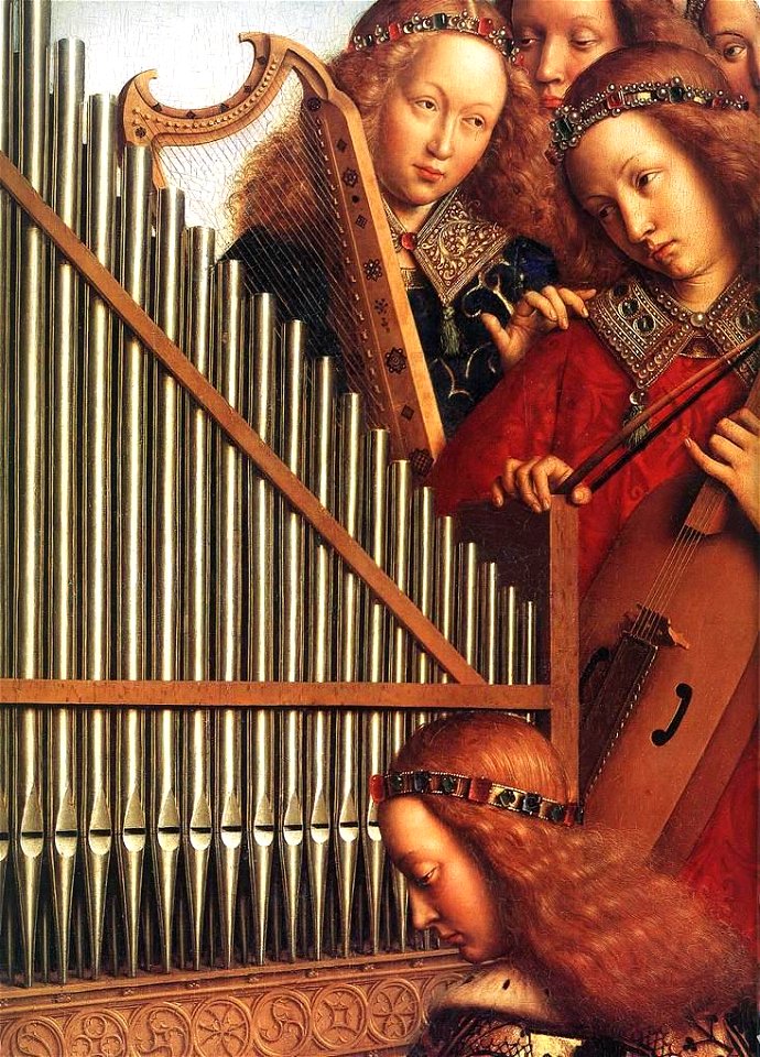 Jan van Eyck - The Ghent Altarpiece - Angels Playing Music (detail) - WGA07647