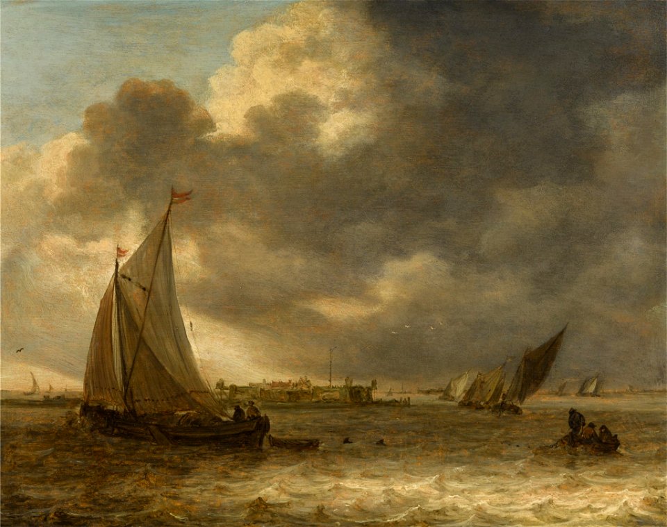 Jan van Goyen - A river landscape with sailing vessels