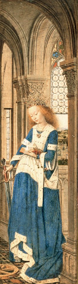 Jan van Eyck - Triptych of Mary and Child, St. Michael, and the Catherine - Google Art Project (cropped-right part)