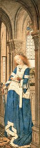Jan van Eyck - Triptych of Mary and Child, St. Michael, and the Catherine - Google Art Project (cropped-right part). Free illustration for personal and commercial use.