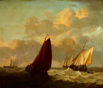 Jan van de Cappelle (1626-1679) (style of) - Fishing Boats in a Choppy Sea - 1219974 - National Trust. Free illustration for personal and commercial use.