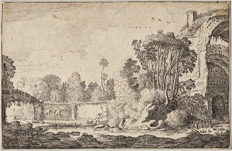 Jan van de Velde (Dutch, 1620-1662) - Landscapes, Roman Ruins in Wooded Surroundings - 1996.320 - Cleveland Museum of Art. Free illustration for personal and commercial use.