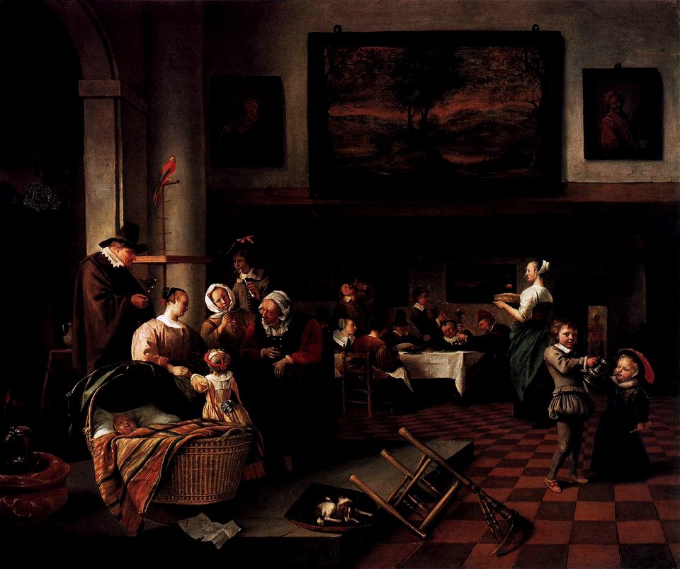 Jan Steen - Baptism (So de oude songen, so pypen de jongen) - WGA21738