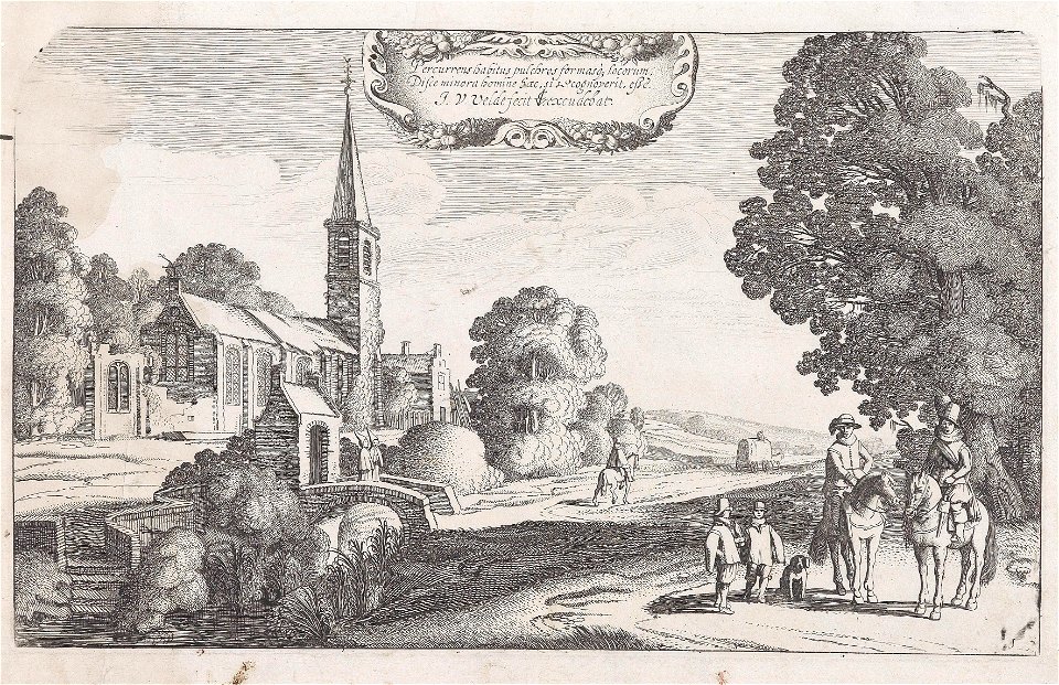Jan van de Velde II Landstraße neben einer Kirche c1620