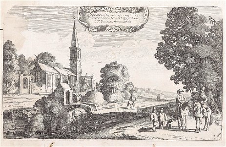 Jan van de Velde II Landstraße neben einer Kirche c1620