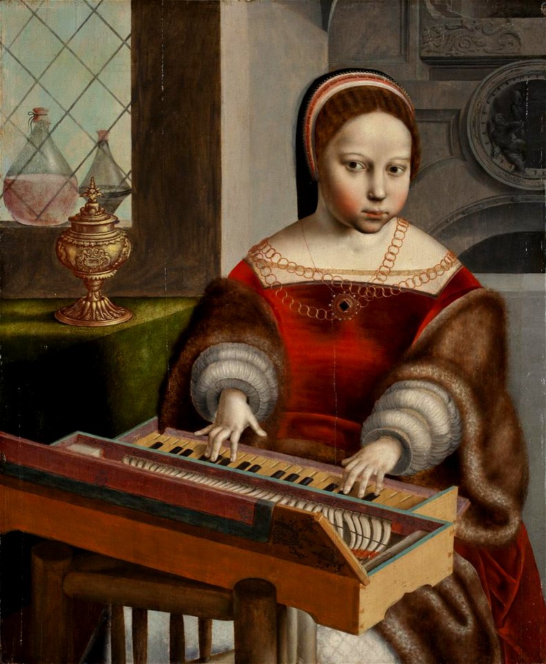 Jan van Hemessen - Young Woman Playing a Clavichord