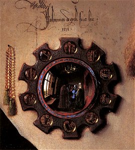 Jan van Eyck - Portrait of Giovanni Arnolfini and his Wife (detail) - WGA7695. Free illustration for personal and commercial use.