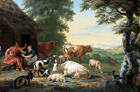 Jan van Gool-herders met landschap. Free illustration for personal and commercial use.