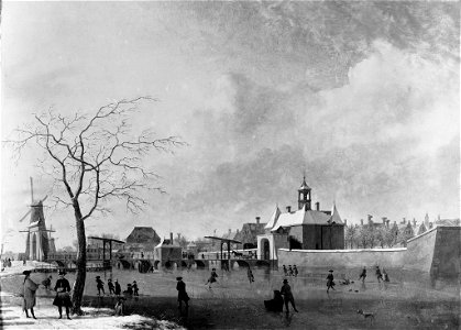 Jan ten Compe - De Singelgracht met de Leidsepoort in de winter - SA 8420 - Amsterdam Museum