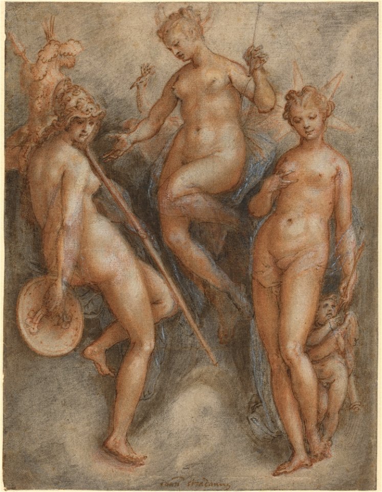 Jan van der Straet - Three Goddesses Minerva, Juno and Venus (1587)