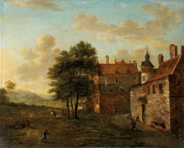 Jan van der Heyden - A country home (between 1660 and 1712). Free illustration for personal and commercial use.