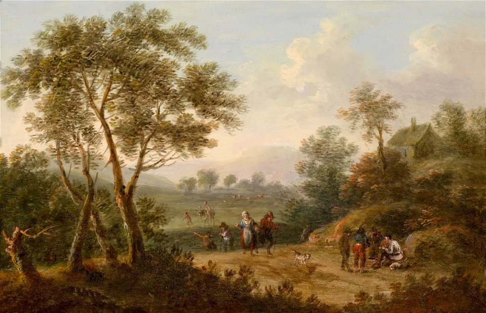 Johann Christian Brand Baumbestandene Landschaft mit Reisenden