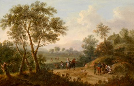Johann Christian Brand Baumbestandene Landschaft mit Reisenden