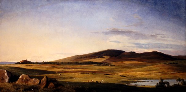 Johan Thomas Lundbye - Zealand Landscape. View from Bjerresø Mark towards Vejrhøj and Dragsholm Manor - Google Art Project