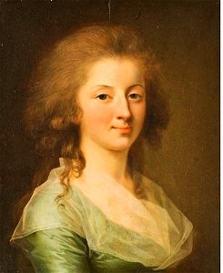 Johann Friedrich August Tischbein - Bildnis einer jungen Frau in grünem Kleid mit Seidentuch