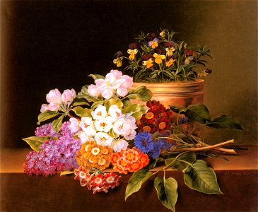 Johan Laurentz Jensen - Æbleblomster lilla violaer kornblomster