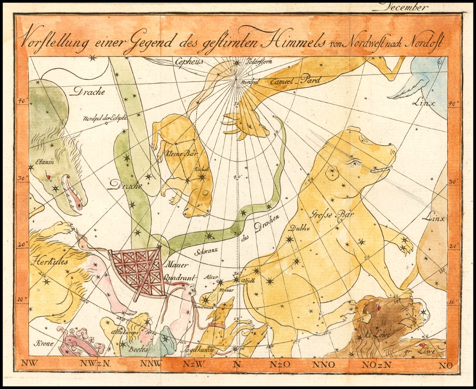 Johann Elert Bode - Vorstellung einer Gegend des gestirnten Himmels von Nordwest nach Nordost (December)
